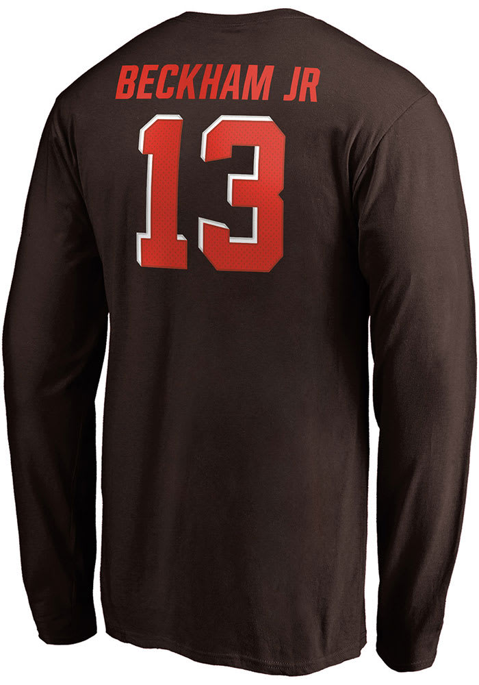 Odell Beckham Jr Cleveland Browns Brown Name And Number Long Sleeve Player T Shirt