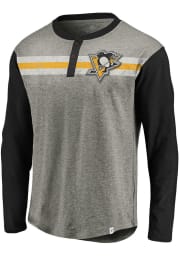 Pittsburgh Penguins Grey True Classics Long Sleeve Fashion T Shirt