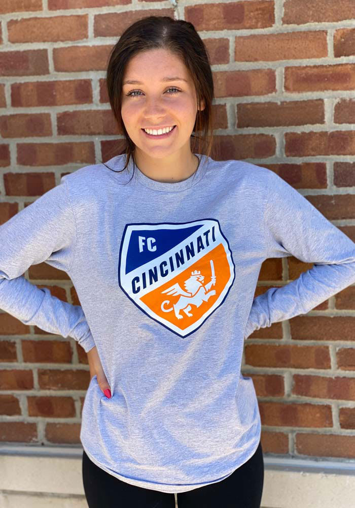 FC Cincinnati Grey Logo Wordmark Long Sleeve T Shirt
