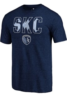 Sporting Kansas City Navy Blue Diamond Dip Short Sleeve Fashion T Shirt