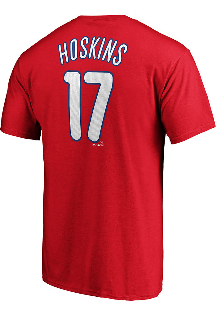 Rhys Hoskins Philadelphia Phillies Red Name and Number Short Sleeve Player T Shirt