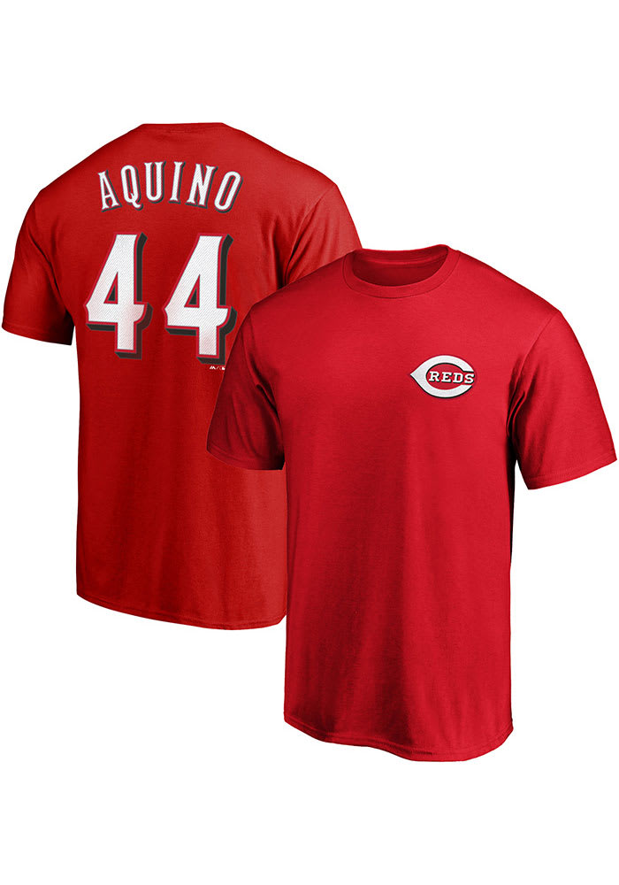 Aristides Aquino Cincinnati Reds Red Name Number Short Sleeve Player T Shirt