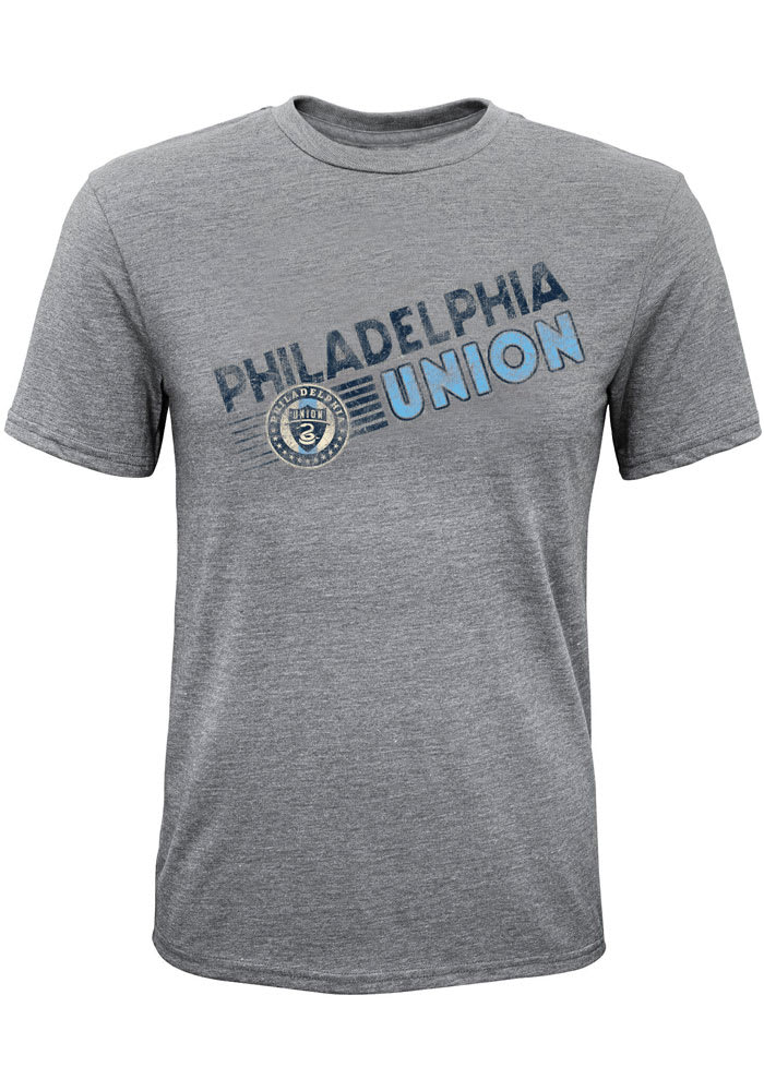 Philadelphia Union Grey Diagonal Name Short Sleeve Fashion T Shirt