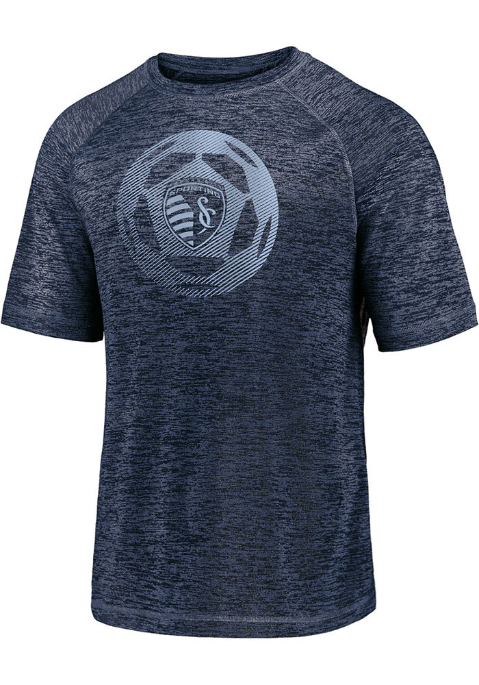 Sporting Kansas City Navy Blue Iconic Striated Runner Short Sleeve T Shirt