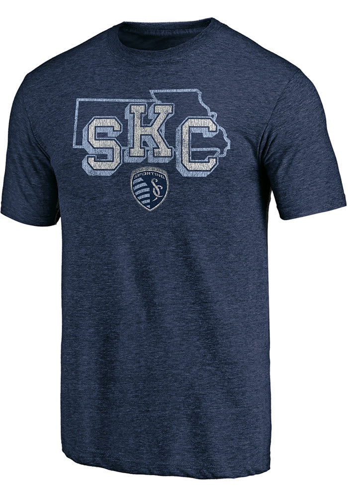 Sporting Kansas City Navy Blue Tri State Short Sleeve Fashion T Shirt