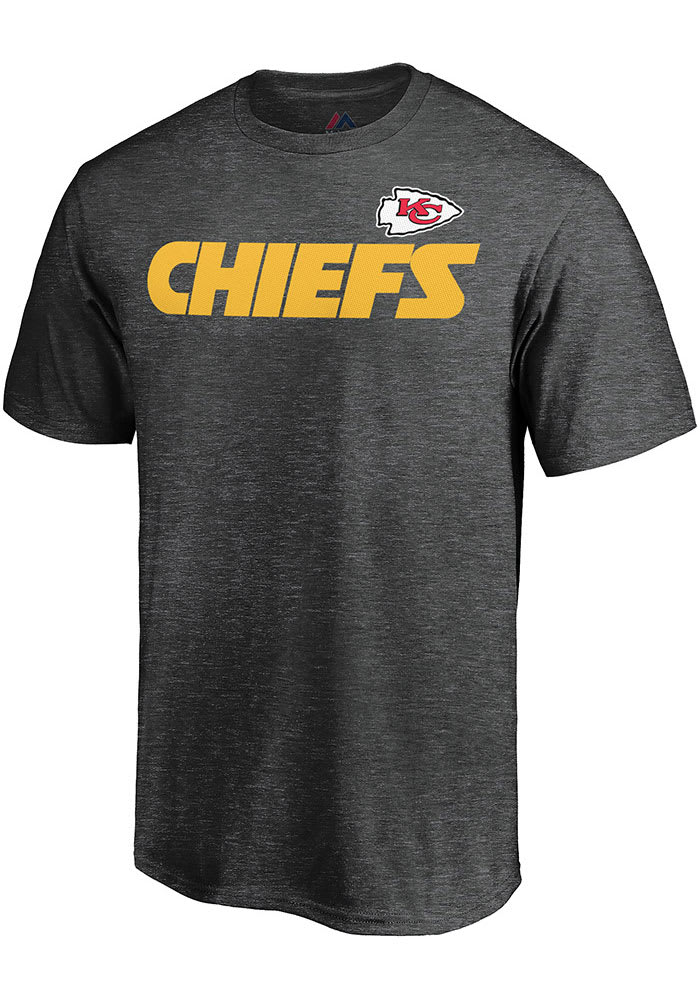 Majestic Kansas City Chiefs Grey Double Down Short Sleeve T Shirt