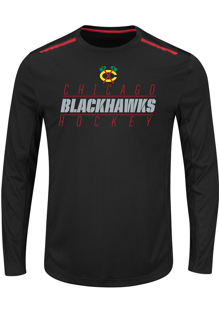 Majestic Chicago Blackhawks Black Quick Whistle Long Sleeve T-Shirt