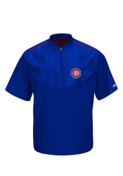 Majestic Chicago Cubs Mens Blue Cool Base Gamer Short Sleeve Jacket
