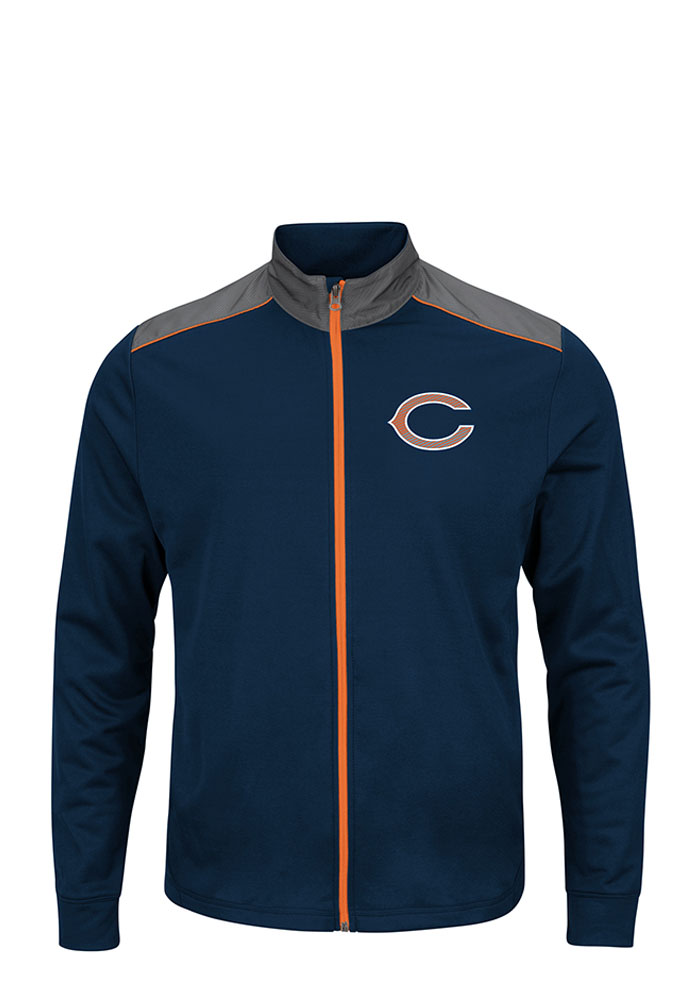 Majestic Chicago Bears Mens Navy Blue tee Light Weight Jacket
