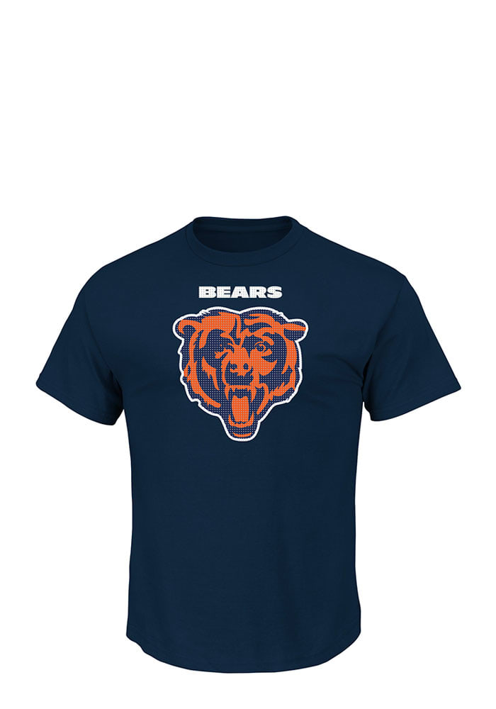 Majestic Chicago Bears Navy Blue Critical Victory Short Sleeve T Shirt