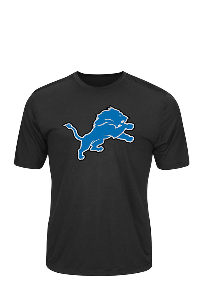 Majestic Detroit Lions Black Logo Tech Short Sleeve T Shirt