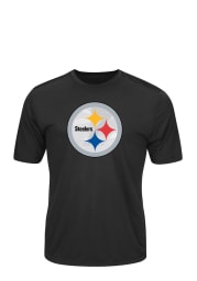 Majestic Pittsburgh Steelers Black Logo Tech Short Sleeve T Shirt