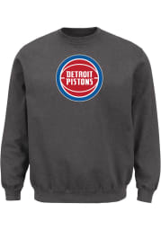 Majestic Detroit Pistons Mens Charcoal Tek Patch Long Sleeve Crew Sweatshirt