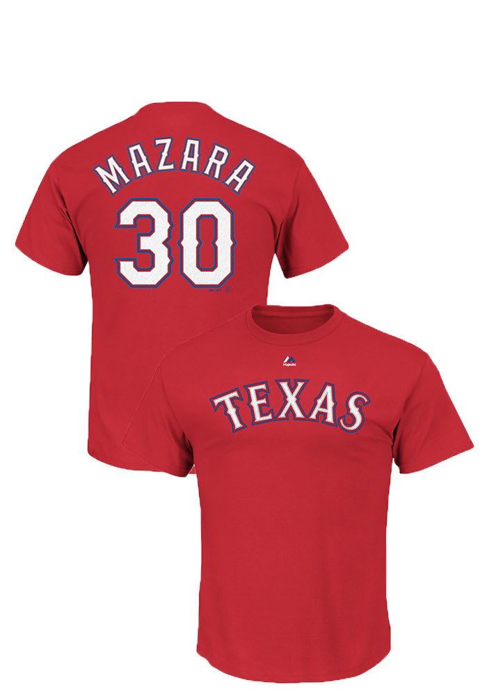 Nomar Mazara Texas Rangers Red Name and Number Short Sleeve Player T Shirt