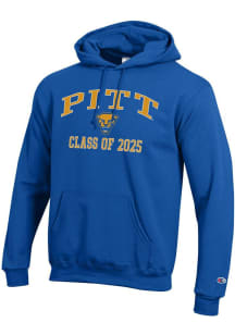 Mens Pitt Panthers Blue Champion Font Class of 2025 Powerblend Hooded Sweatshirt