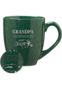 North Dakota State Bison Grandpa 16oz Speckle Ceramic Mug - Green