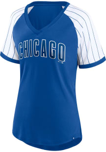 Chicago Cubs Womens Blue Pinstripe Short Sleeve T-Shirt