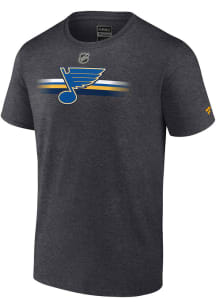St Louis Blues Charcoal AUTHENTIC PRO STRIPES Short Sleeve T Shirt