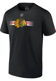 Chicago Blackhawks Black AUTHENTIC PRO STRIPES Short Sleeve T Shirt