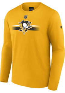 Pittsburgh Penguins Gold AUTHENTIC PRO STRIPES Long Sleeve T Shirt