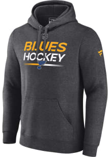 St Louis Blues Mens Charcoal AUTHENTIC PRO HOCKEY Long Sleeve Hoodie