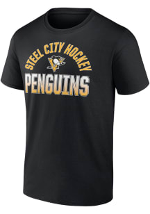 Pittsburgh Penguins Black Cotton Open Net Short Sleeve T Shirt