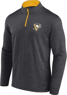 Pittsburgh Penguins Mens Grey Poly Long Sleeve 1/4 Zip Pullover