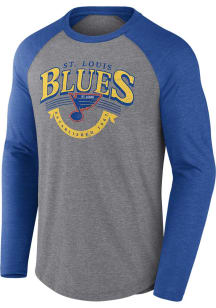 St Louis Blues Grey Heritage Triblend Goal Long Sleeve Fashion T Shirt