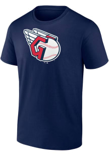Cleveland Guardians Navy Blue Evergreen Cotton Official Logo SS Short Sleeve T Shirt