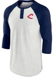 Cleveland Guardians Oatmeal BI-BLEND HENLEY Long Sleeve Fashion T Shirt