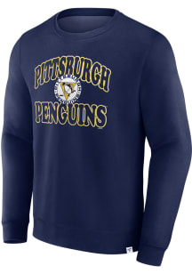Pittsburgh Penguins Mens Navy Blue Heritage Crew Long Sleeve Crew Sweatshirt