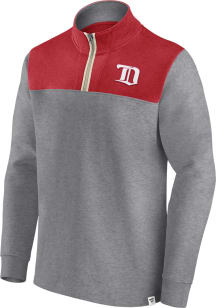 Detroit Red Wings Mens Grey Heritage Cotton Long Sleeve 1/4 Zip Pullover