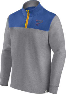 St Louis Blues Mens Grey Heritage Cotton Long Sleeve 1/4 Zip Pullover