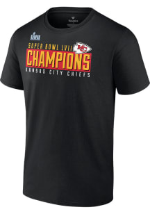 Kansas City Chiefs Black 2022 Super Bowl LVII Champion Scoreboard Short Sleeve T Shirt
