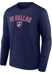FC Dallas Navy Blue Wordmark Crest Long Sleeve T Shirt