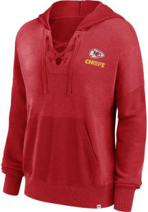 Kansas City Chiefs Womens Red Washed Hooded Sweatshirt