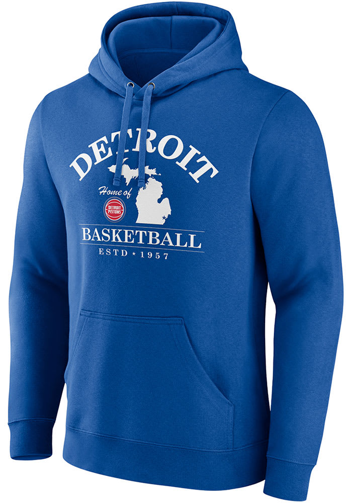 Detroit Pistons Mens Blue Hometown Tip Off Long Sleeve Hoodie