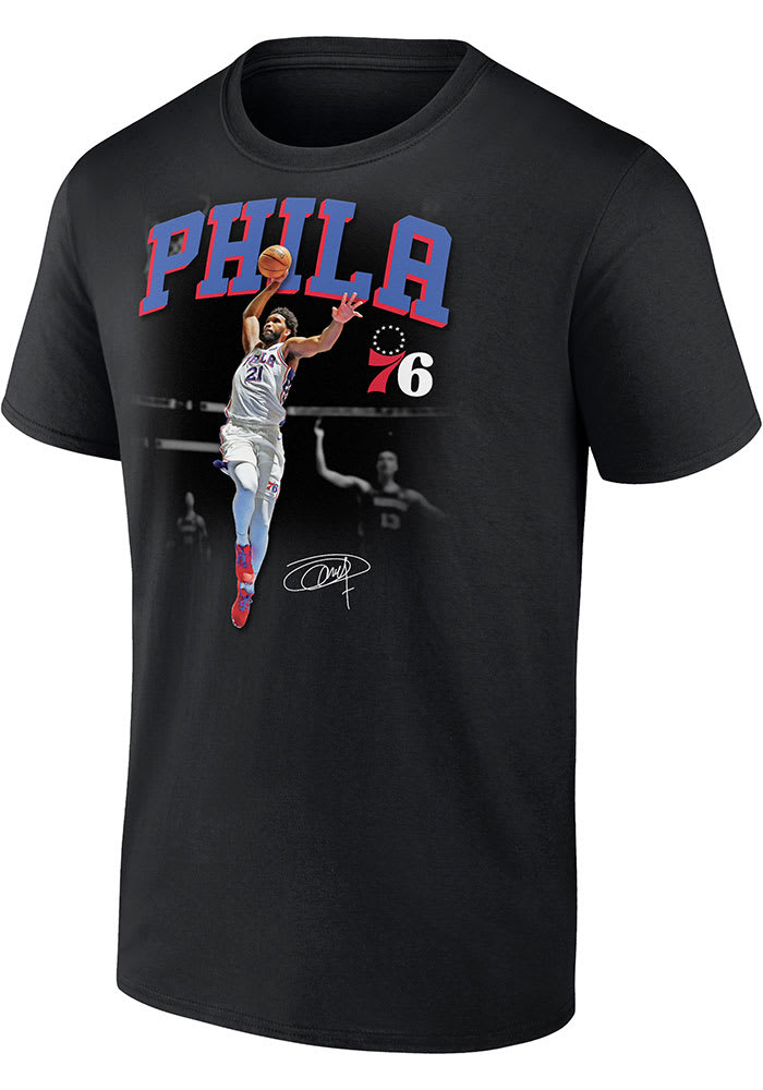 Joel Embiid Philadelphia 76ers Black NBA Charge Short Sleeve Player T Shirt