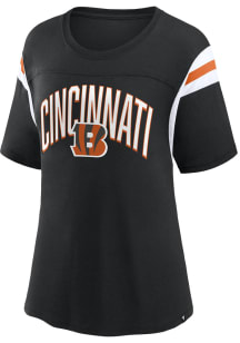 Cincinnati Bengals Womens Black Stripes Short Sleeve T-Shirt