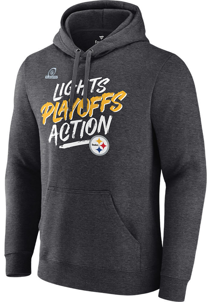 Pittsburgh Steelers Mens Charcoal Playoff Participant Long Sleeve Hoodie