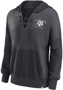 Texas A&amp;M Aggies Womens Charcoal Lace Up Hooded Sweatshirt