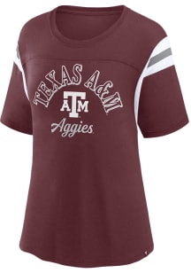 Texas A&amp;M Aggies Womens Maroon Striped Tailgate Short Sleeve T-Shirt