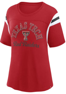 Texas Tech Red Raiders Womens Red Striped Tailgate Short Sleeve T-Shirt