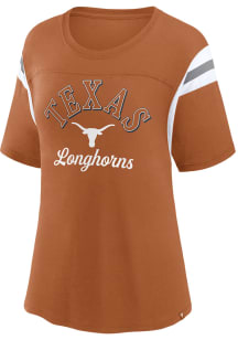 Texas Longhorns Womens Burnt Orange Striped Tailgate Short Sleeve T-Shirt