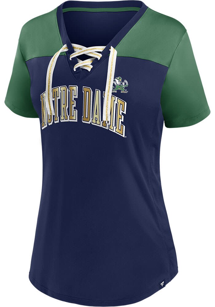Notre Dame Fighting Irish Womens Lace Up Fashion Football Jersey NAVY