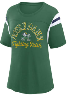 Notre Dame Fighting Irish Womens Green Striped Tailgate Short Sleeve T-Shirt