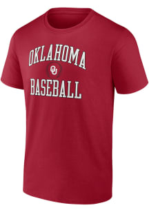 Oklahoma Sooners Crimson Sport Arch Champ Baseball Short Sleeve T Shirt