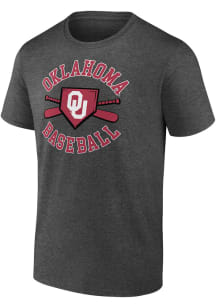 Oklahoma Sooners Charcoal Baseball Bat and Mound Number One Graphic Short Sleeve T Shirt