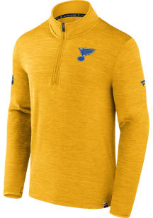 St Louis Blues Mens Gold Authentic Pro Rink Long Sleeve 1/4 Zip Pullover