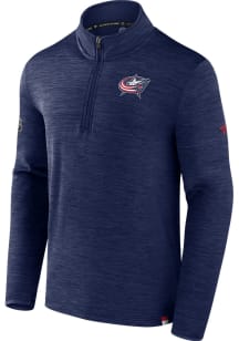 Columbus Blue Jackets Mens Navy Blue Authentic Pro Rink Long Sleeve 1/4 Zip Pullover